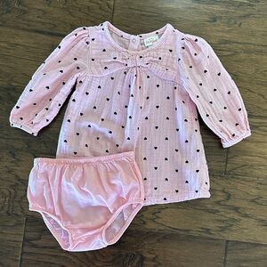 Cat & Jack Pink Dress with Black Hearts